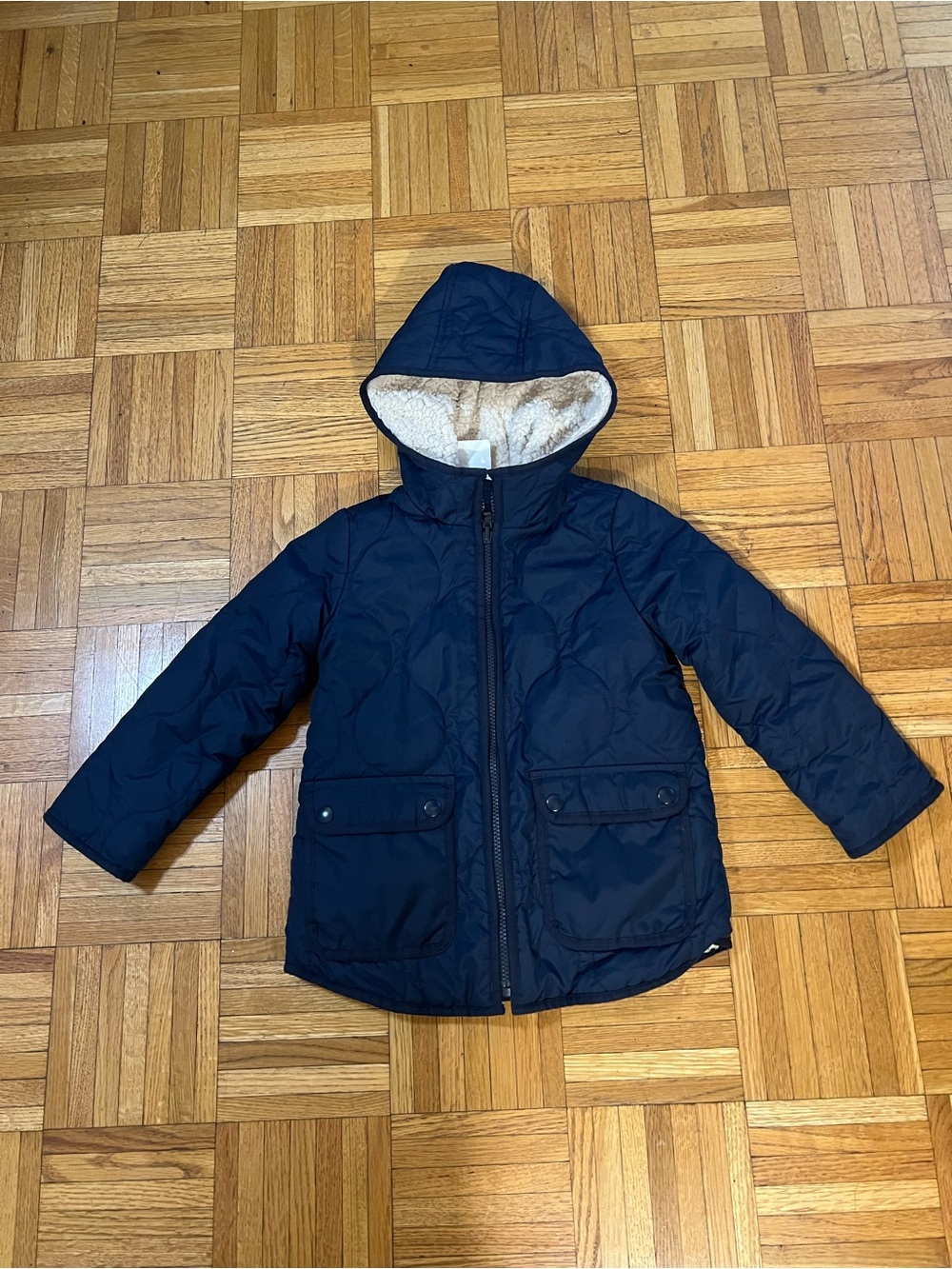 Winter Kids Crewcuts Navy Quilted Hooded Puffer Jacket size XS